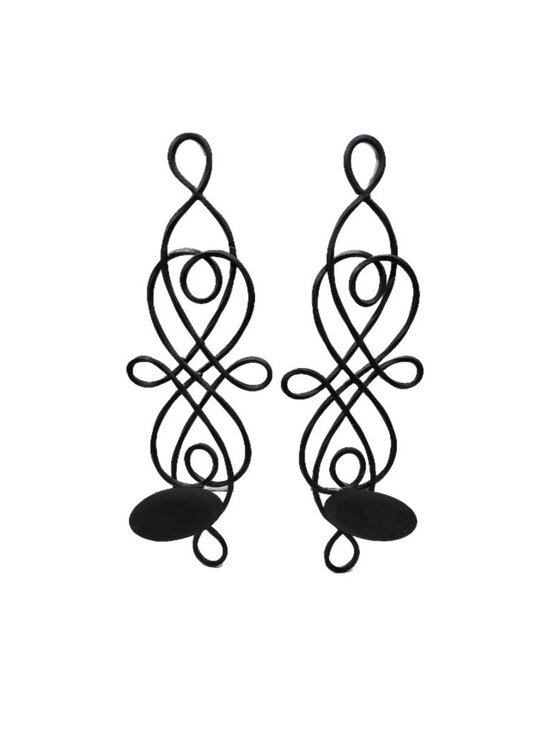 Unbranded Other - Candle Holder Wrought Iron 20 Inch Wall Hanging Loop Design Mid Century Set of